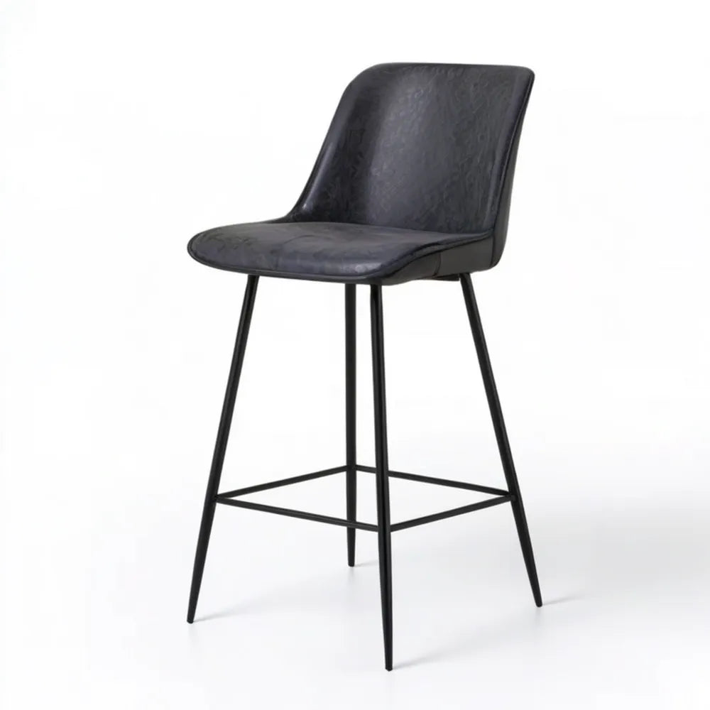 Czarny hoker barowy ze skóry syntetycznej PU 45 x 52 x 94 cm