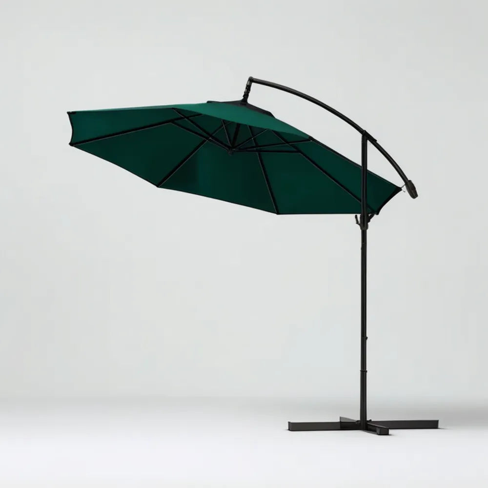 Boczny parasol ogrodowy ciemnozielony, ośmiokątny, Ø 300 cm, wysokość 245 cm