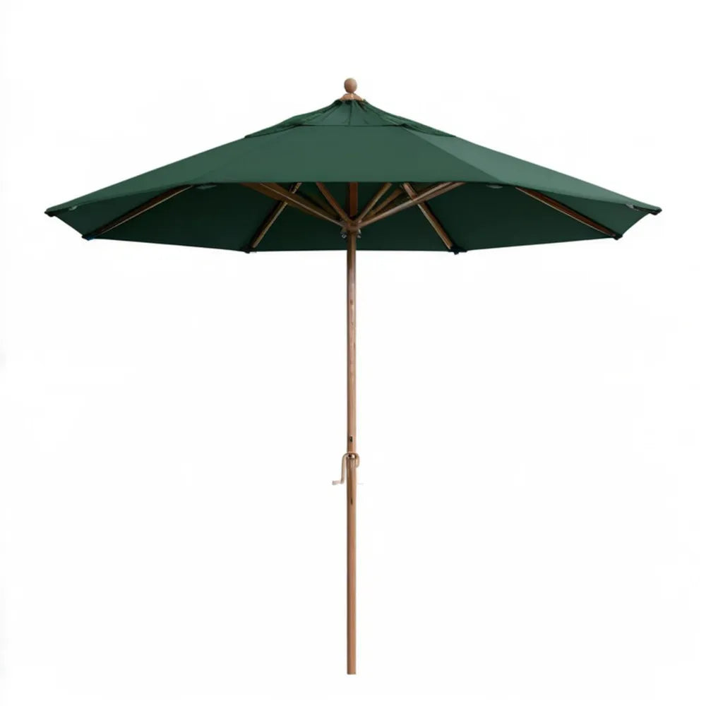 Zielony ośmiokątny parasol ogrodowy z bambusowym stelażem, Ø 300 cm, wys. 258 cm