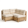 Narożna sofa ogrodowa z litego drewna sosnowego, naturalny brąz i beż, 140 x 140 x 75 cm